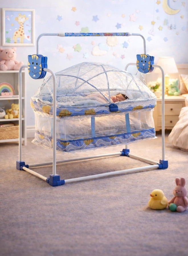 Maanit Baby Swing with Transparent Canopy for New Born Baby 0-9 Months (Blue) - Image 5